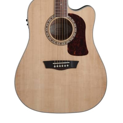 Washburn D10SCE Heritage 10 Series Dreadnought Cutaway Acoustic Electric Guitar. Natural image 3