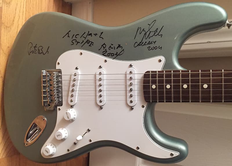 R.E.M. Signed Autographed Fender Standard Stratocaster Electric Guitar image 1