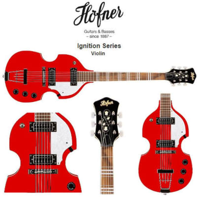New Hofner Violin 6 String Guitar HI-459-RD Red image 2