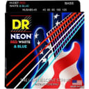 DR Hi-Def Neon Red, White, and Blue Bass Strings 45-125