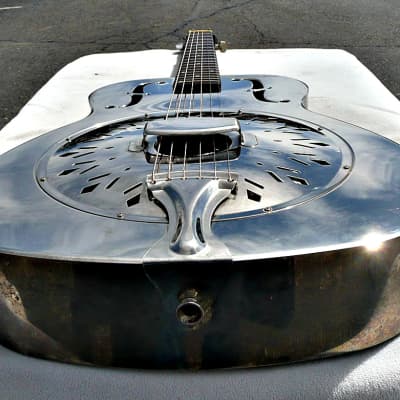 Rogue Classic Brass Body Roundneck Resonator Guitar with Custom Installed Pickup and Hardshell Case - PV MUSIC Inspected Setup and Tested - Plays / Sounds / Looks Great image 14