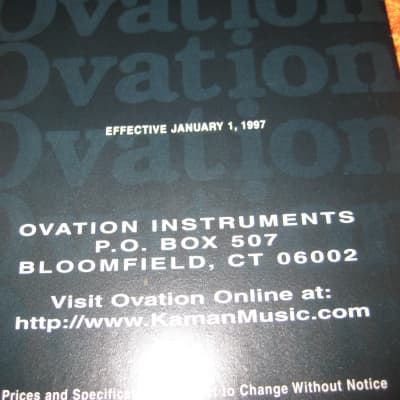 Ovation 22 Page Price Catalog w/ Models and Details From 1997 image 3