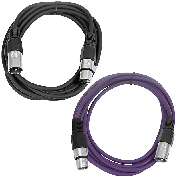 Seismic Audio SAXLX-6-BLACKPURPLE XLR Male to XLR Female Patch Cables - 6' (2-Pack) image 1