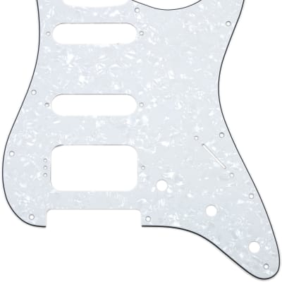 3ply  White Pearloid Pickguard for Fender Stratocaster Strat USA MIM HSS/SSH Open, Rounded Humbucker