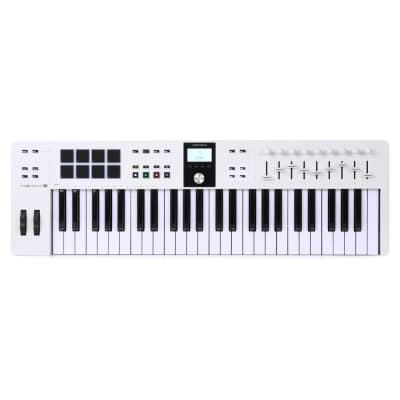Arturia KeyLab Essential 49 mk3 MIDI Controller, White Bundle w/Pig Hog MIDI Cable, USB Cable & Liquid Audio Polishing Cloth image 5