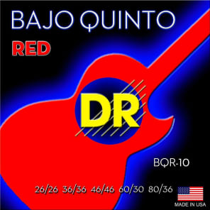 DR BQB-10 Neon Red Coated Bajop Quinto Round Core Loop End Strings (10-Pack)