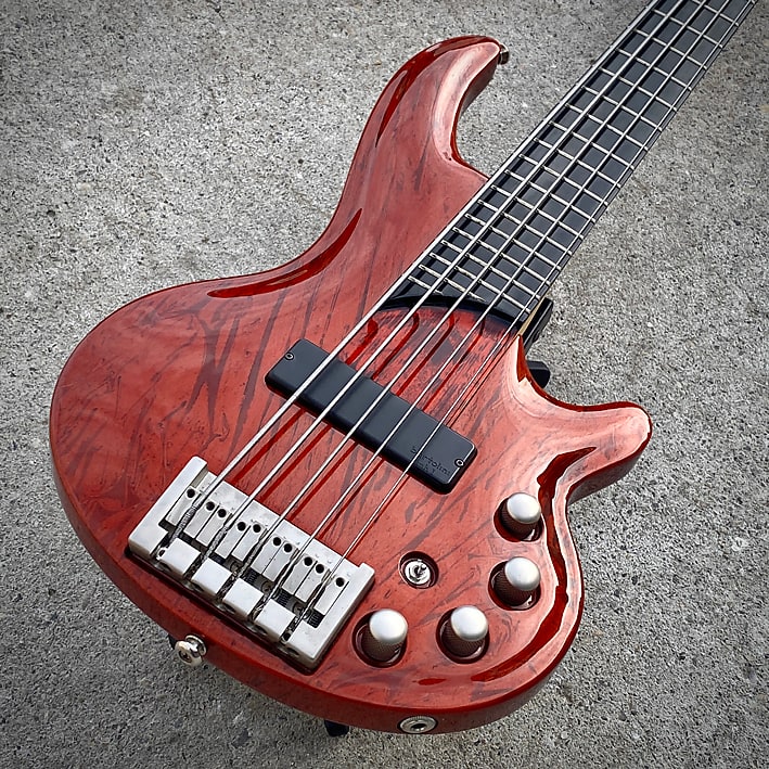 Used Cort Curbow 5-String Trans Red Bass