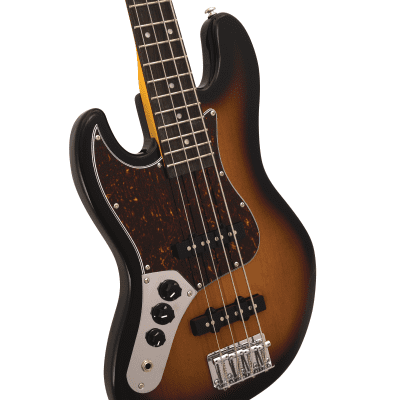 CNZ Audio JB Mini Left Handed Electric Bass Guitar - Maple Neck, Tortoise Pickguards, Sunburst image 3