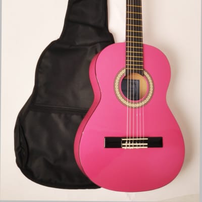 Beginner Classical Acoustic Guitar 3/4 Size (36 Inch) W/Carry Bag Omega Classical Kit 3/4 Mpn Pink image 1