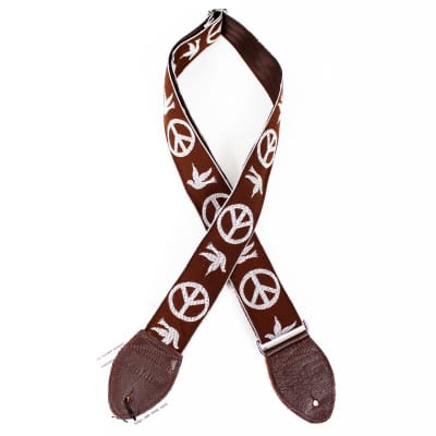Souldier "Young Peace Dove" White & Brown Pattern 2" Guitar Strap image 2
