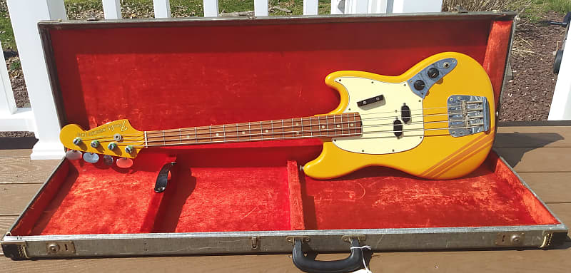 Fender Mustang Bass Competition Orange Matching Headstock RARE 1968 image 1