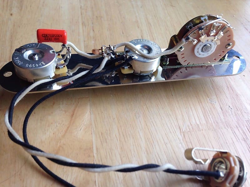 Fender Telecaster Wiring Harness Treble Bleed 250k CTS  .022 Orange Drop Cap Oak Grigsby Switch image 1
