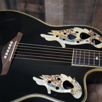 Galveston WOB-500BK Black Acoustic Electric Guitar Plastic Back | Needs Work | See Description | image 4