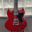 Oscar Schmidt OS-50-TR Double Cutaway - SG Style Electric Guitar - Transparent Red