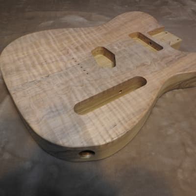 Unfinished 2 Piece Quarter Sewn Limba Telecaster Body Spalted Figured Flame Maple Top 4lbs 14oz! image 9