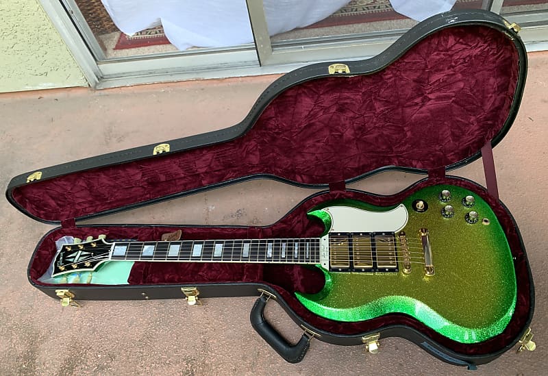 Gibson SG Custom Shop 61' Les Paul Sparkle Green / Gold RARE | Reverb