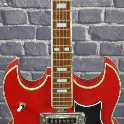 Teisco Silvertone 319-1461 Hollowbody Guitar 1960's-70's Red image 5