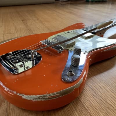 ギター Warmoth Flamed Maple Mustang Parts Replacement neck for Fender CBS Mustang and Jaguar 24