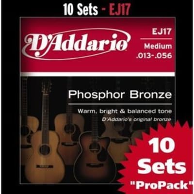 D'addario Phosphor Bronze Acoustic Guitar Medium EJ17 Strings  - 10 sets Pro Pack image 3