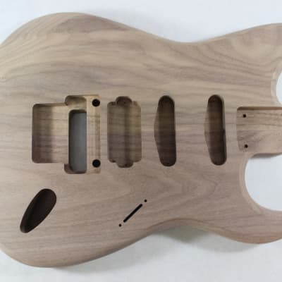 Unfinished Walnut HSS guitar body - fits Fender Strat Stratocaster neck Floyd Rose J1619 image 1