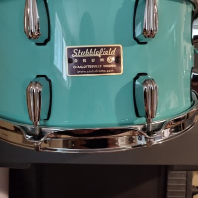 Stubblefield drum company Custom-made snare drum 2021 Seafoam green image 2
