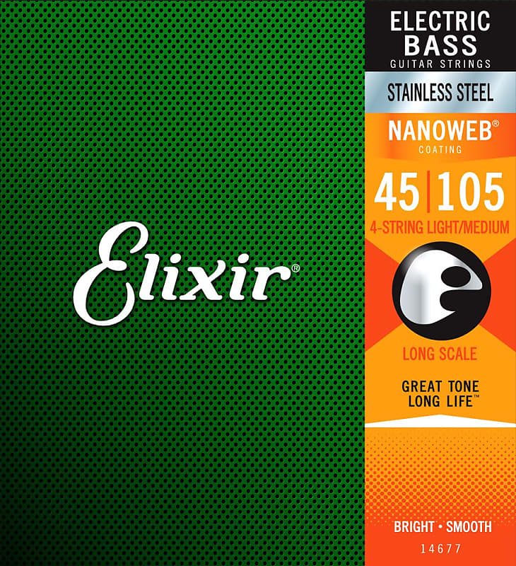 Elixir 14677 Electric Bass Stainless Steel Nanoweb 4 String 45-105 image 1