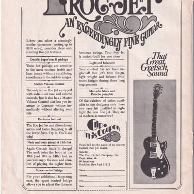 ORIGINAL 1972 GRETSCH ROC JET GUITAR AD for sale