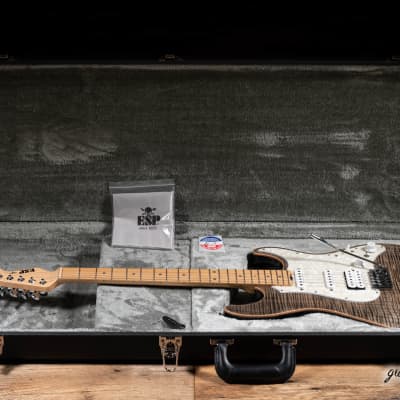 ESP Japan Original Snapper CTM Flamed Top Maple Neck Guitar – See Thru Black image 9