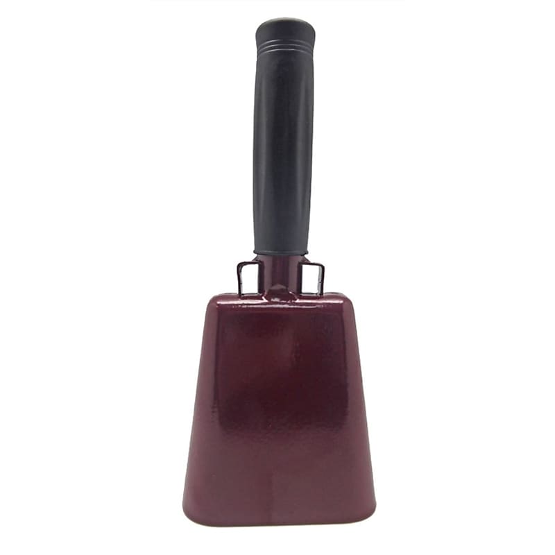 Bundle 9.6 Inch Maroon Bell Black Handle Cowbell With Stick Grip Handle And Maroon Cowbelt Holster By Stewart Trading