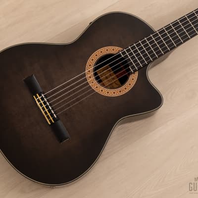 1993 Kazuo Yairi CE-1 TBK Cutaway Classical Acoustic Electric Guitar Trans Black w/ Case for sale