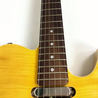Haze HSTL 1901 2FH THRU Semi-Hollow Body Electric Guitar,Yellow Flame Maple+Free Bag image 2