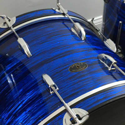 Vintage Apollo 3 Piece Drum Set 1970s Blue Oyster Pearl Completely Restored in USA Jazz Bop Kit 12/16/22 image 21