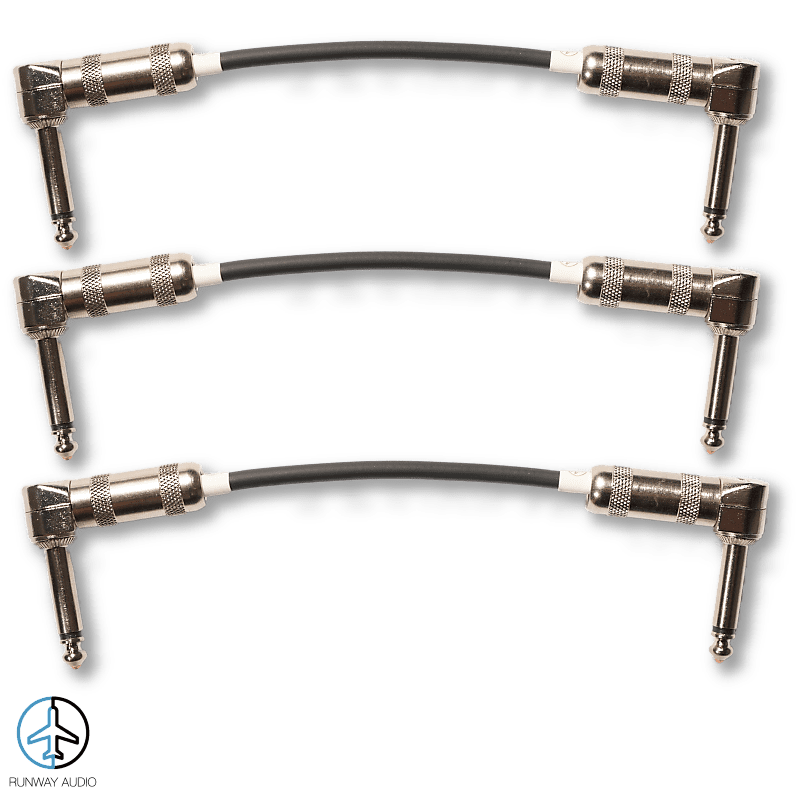 Runway Audio 3 Pack of 6 inch Right Angle patch cables Reverb