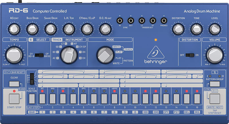 Behringer RD-6-BU Analog Drum Machine - Blue image 1