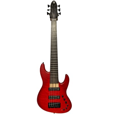 Miura MB-1 6-String Electric Bass Guitar Trans Red image 3