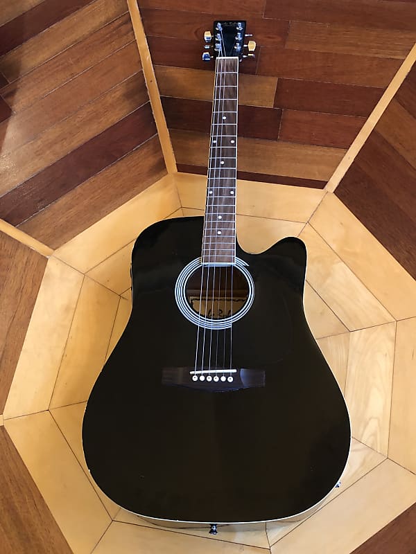 Carlo Robelli CDG27CEBK Black Acoustic Electric Guitar image 1