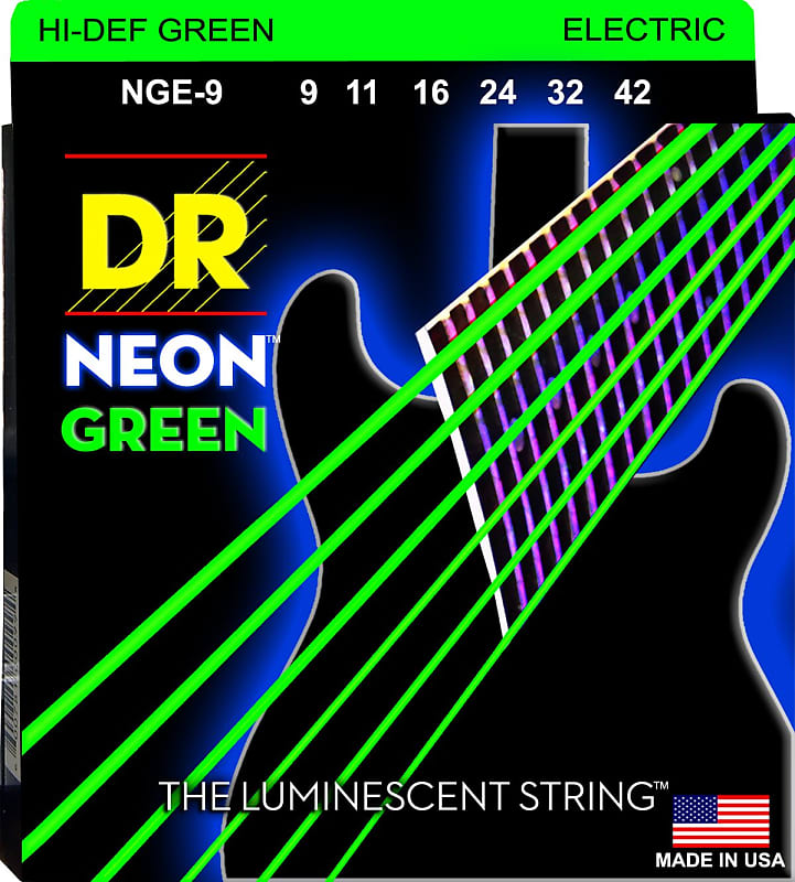 DR Neon Green Electric Guitar Strings gauges 9-42 image 1