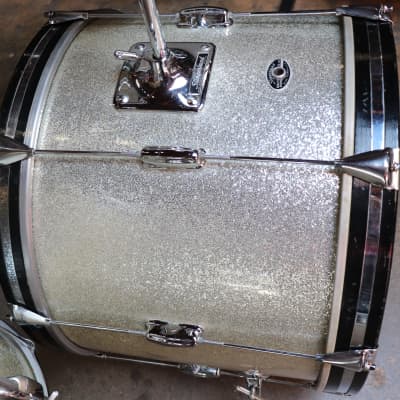 Slingerland  Stage Band 3pc Drum Set Kit Silver Sparkle Vintage 1970's 20/13/14" image 10