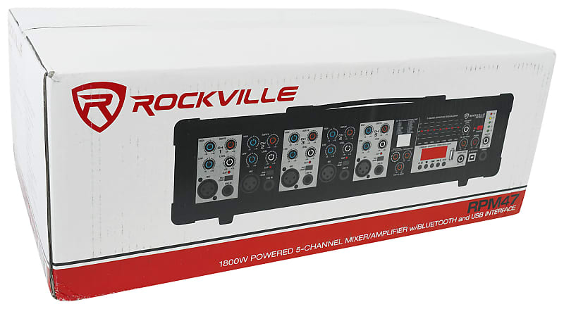 Rockville 800w Powered 4 Channel Mixer/Amplifier W Bluetooth/EQ/Effects