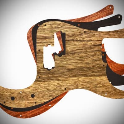 Van Dyke-Harms Fender Precision Bass Pickguard, Single, Many Exotic Hardwoods, 10 or 13 hole, P-Bass image 1