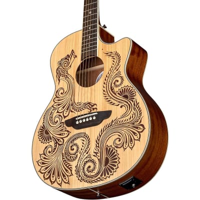 Luna Guitars Henna Dragon Select Spruce Acoustic/Electric Guitar Satin Natural image 6