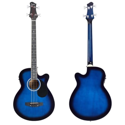 Glarry GMB101 4 string Electric Acoustic Bass Guitar w/ 4-Band Equalizer EQ-7545R 2020s - Blue image 12
