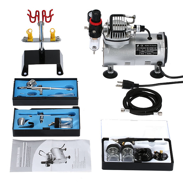 Airbrush Compressor Kit 110-120V Dual Action Airbrushing Paint