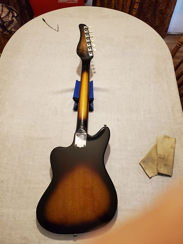 Vintage 60's Zenon Electric Guitar, Jag Style, 2 Gold Foil