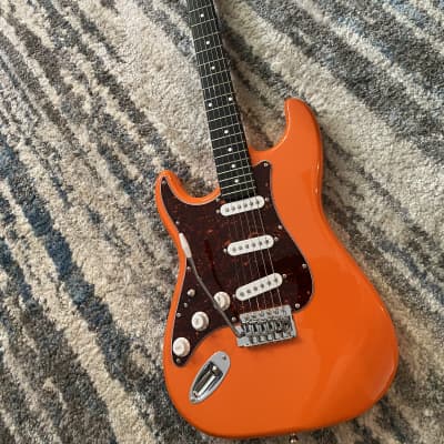 RW'S Lefty custom Guitars Beautiful Orange Strat. 22 fret neck play very Well  2020 Orange image 4