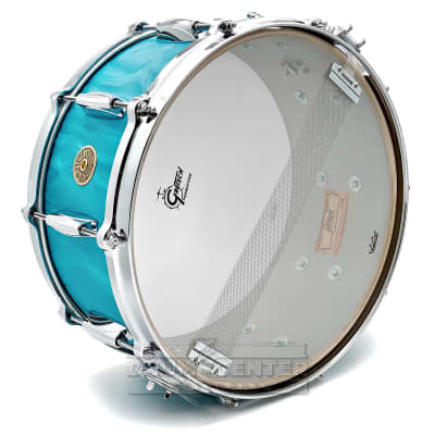 Gretsch USA Custom Snare Drum 14x6.5 Aqua Satin Flame w/Micro-Sensitive Throw-Off image 4
