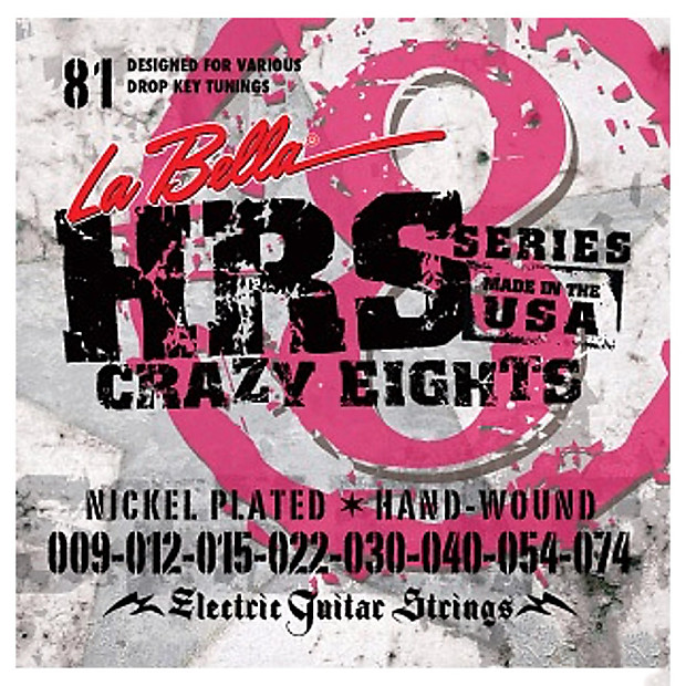 La Bella HRS-81 Crazy Eights 8-String Electric Guitar Strings (9-74) image 1