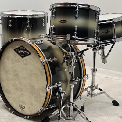 Craviotto 22/13/16/6.5x14" VIDEO Signed 2013 Solid Maple Shell Drum Set - Black/Gold Duco Sparkle Lacquer image 2