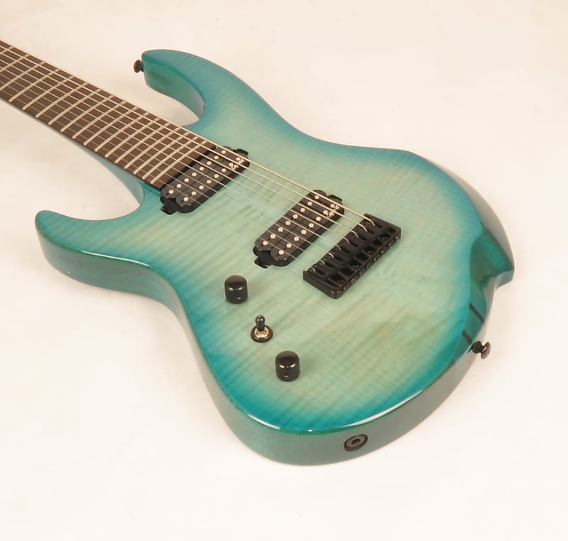 Agile 8 String 28 5/8 Scale Left Handed Electric Guitar Intrepid Pro 828  EB CP Oceanburst Flame LH