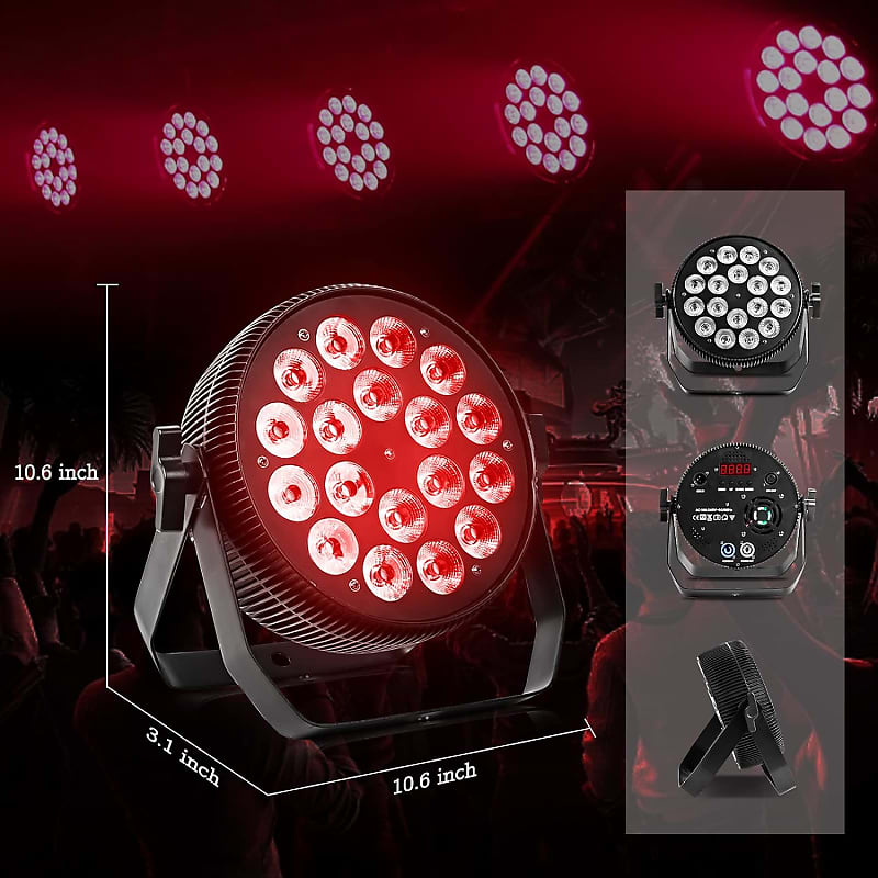 Aluminum Alloy LED Flat Par 18x12W RGBW 4in1 DMX512 for Discos Party Stage  Wedding Concert Theater Effect Lighting